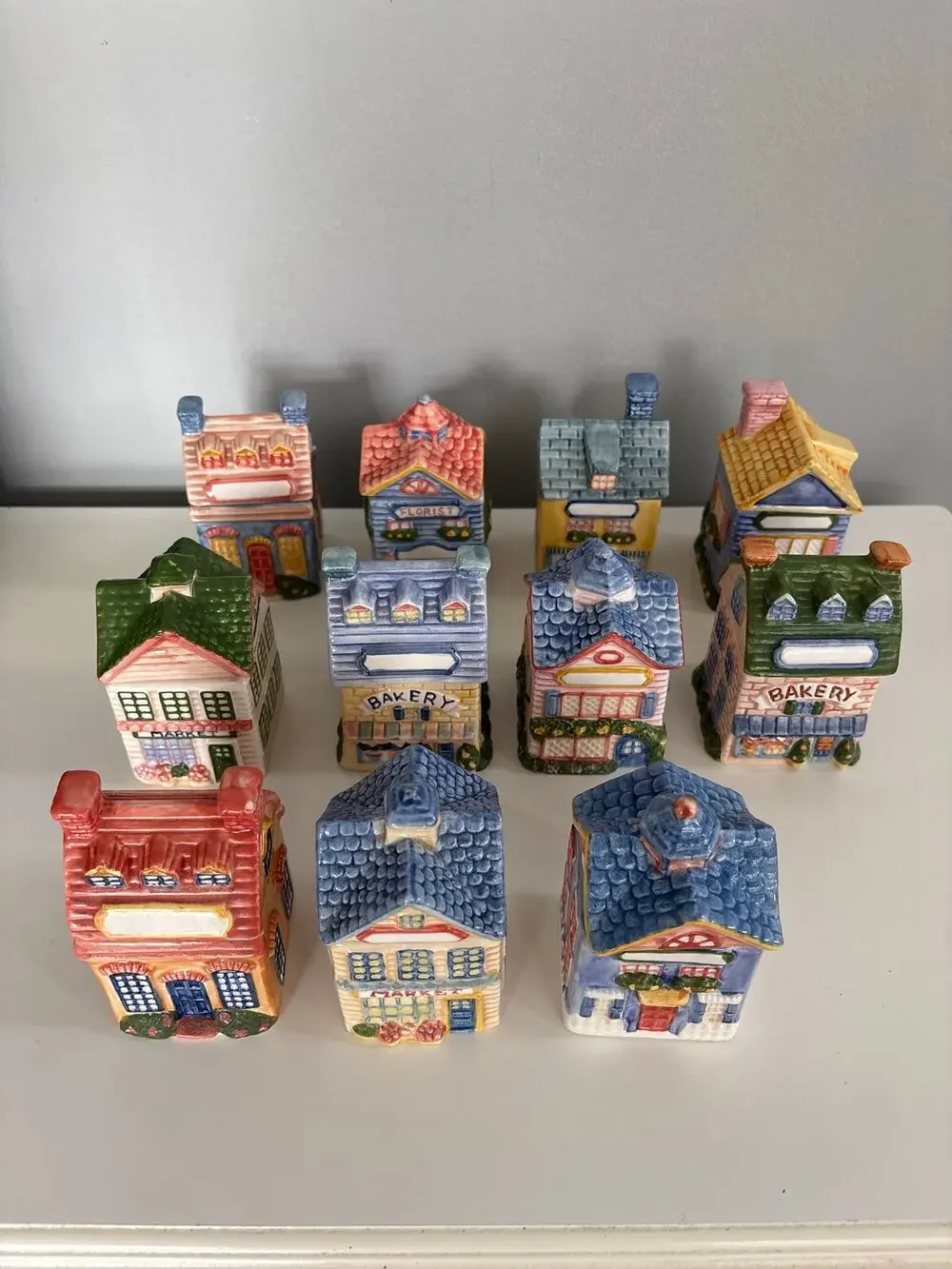 Vintage 1980s Avon Spice Village Ceramic Jars w/Original Labels Set of 11